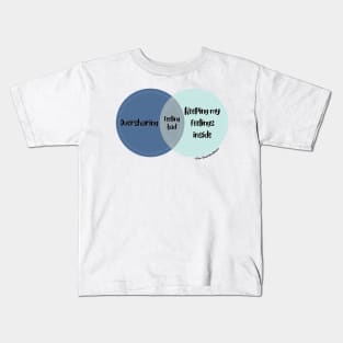 Venn Diagram 2023 Feeling Bad Oversharing vs. Keeping my feelings inside Kids T-Shirt